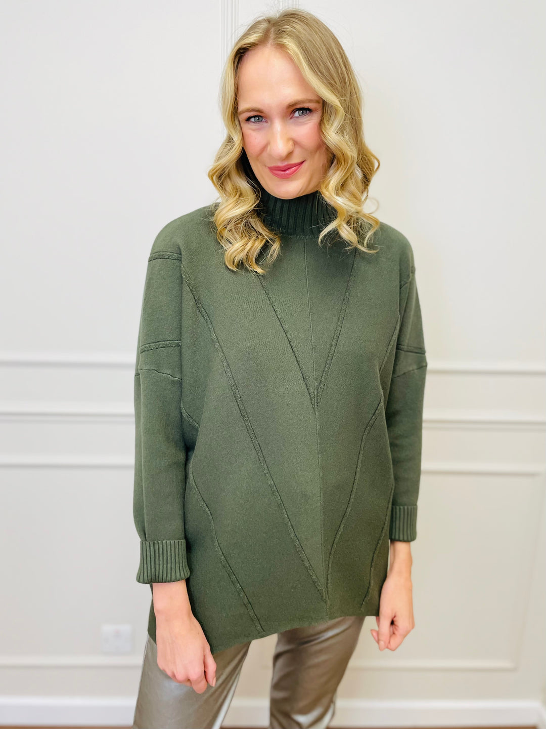 "BLAKE" Polo Neck Jumper-Green