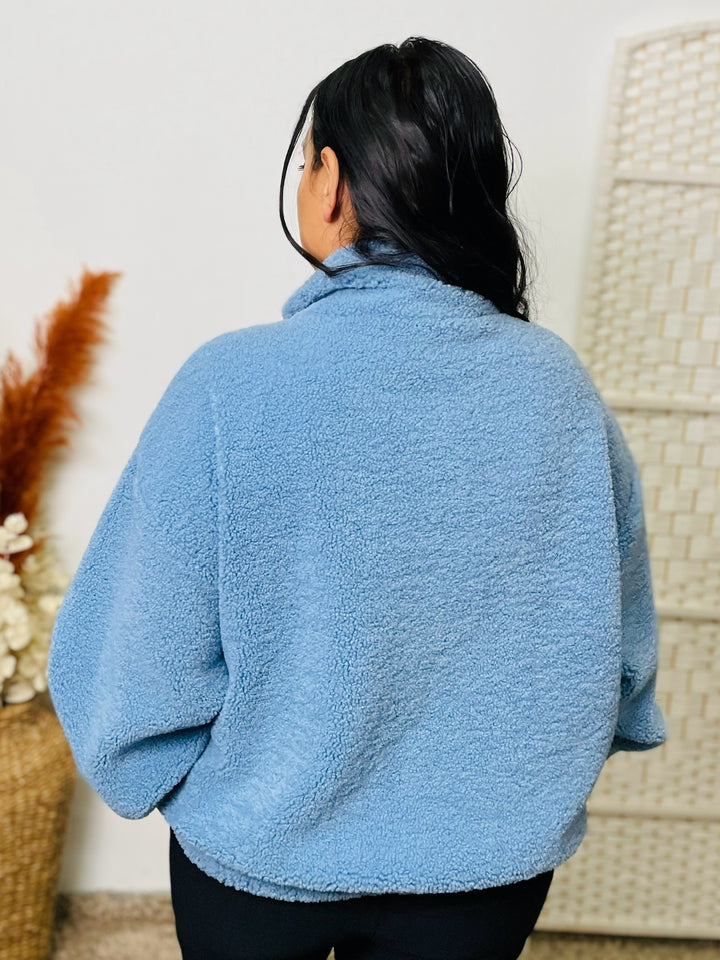 "TEDDY" Fleece Jacket-Baby Blue