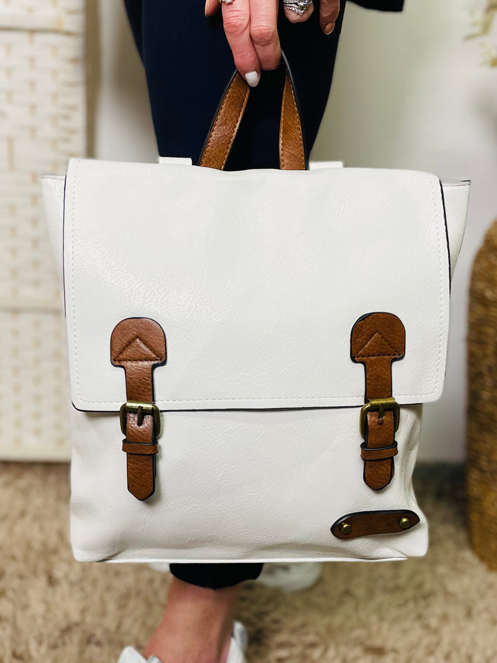 Satchel Backpack-White