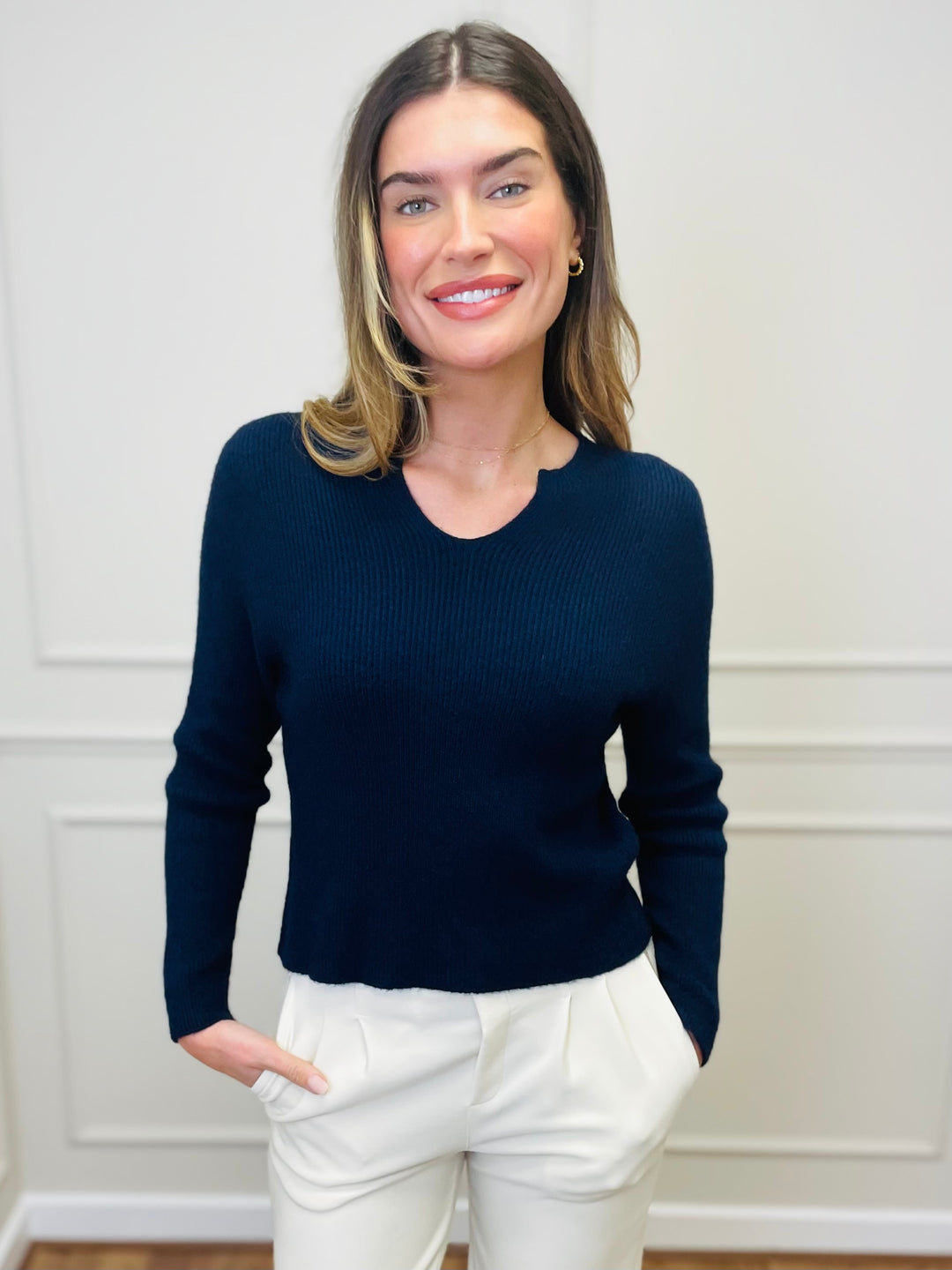 "GEMMA" LUXURY Fine Knit Jumper-Navy