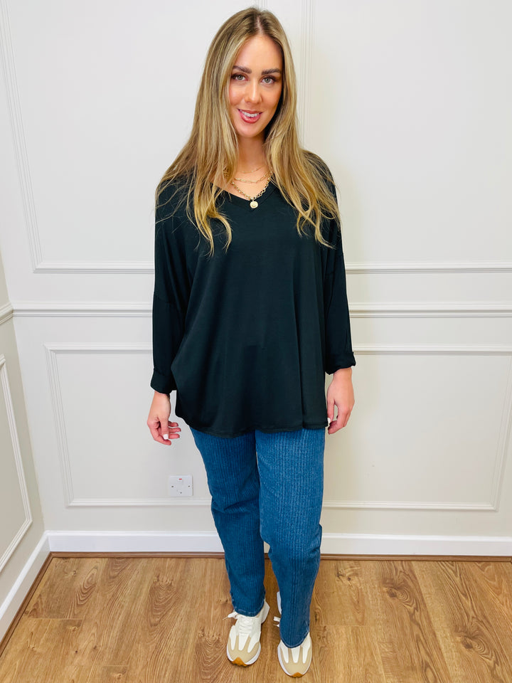 "BARBARA" Basic Top-Black