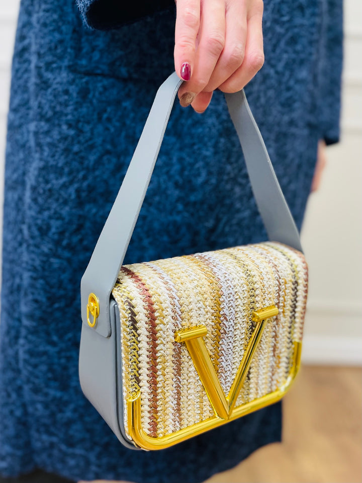 No.81 Striped Woven Bag-Grey & Multicolour