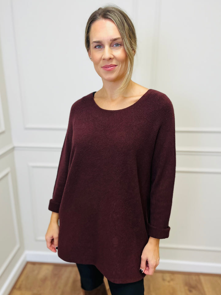 "GINNY" Basic Soft Jumper-Wine