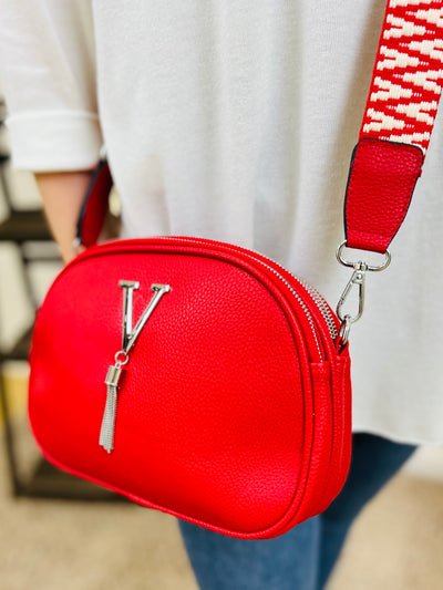 "TINA" Crossbody Handbag-Red