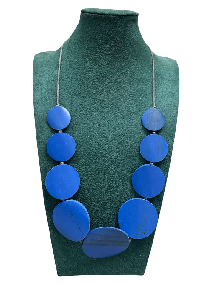 Circle Statement Necklace-Blue