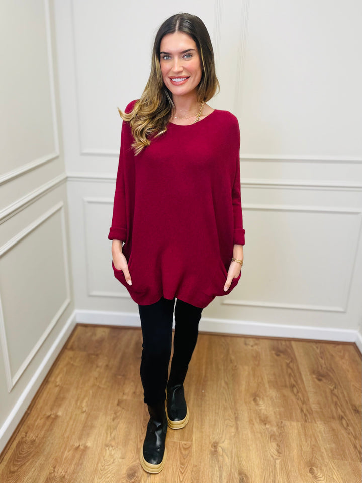 "STELLA" LUXURY Fine Knit Jumper-Burgundy