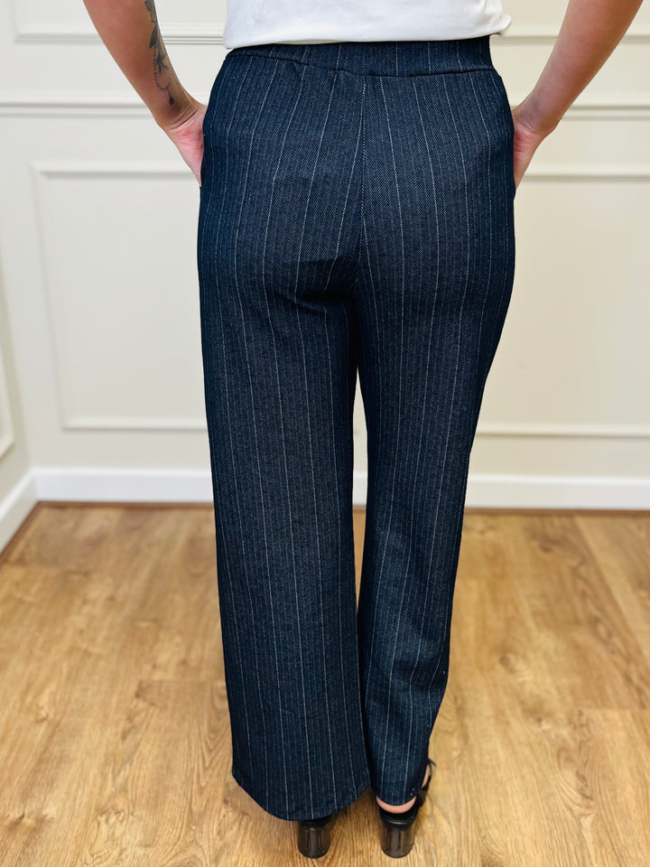 "MICHELLE" Pinstripe Bootcut Trouser-Navy