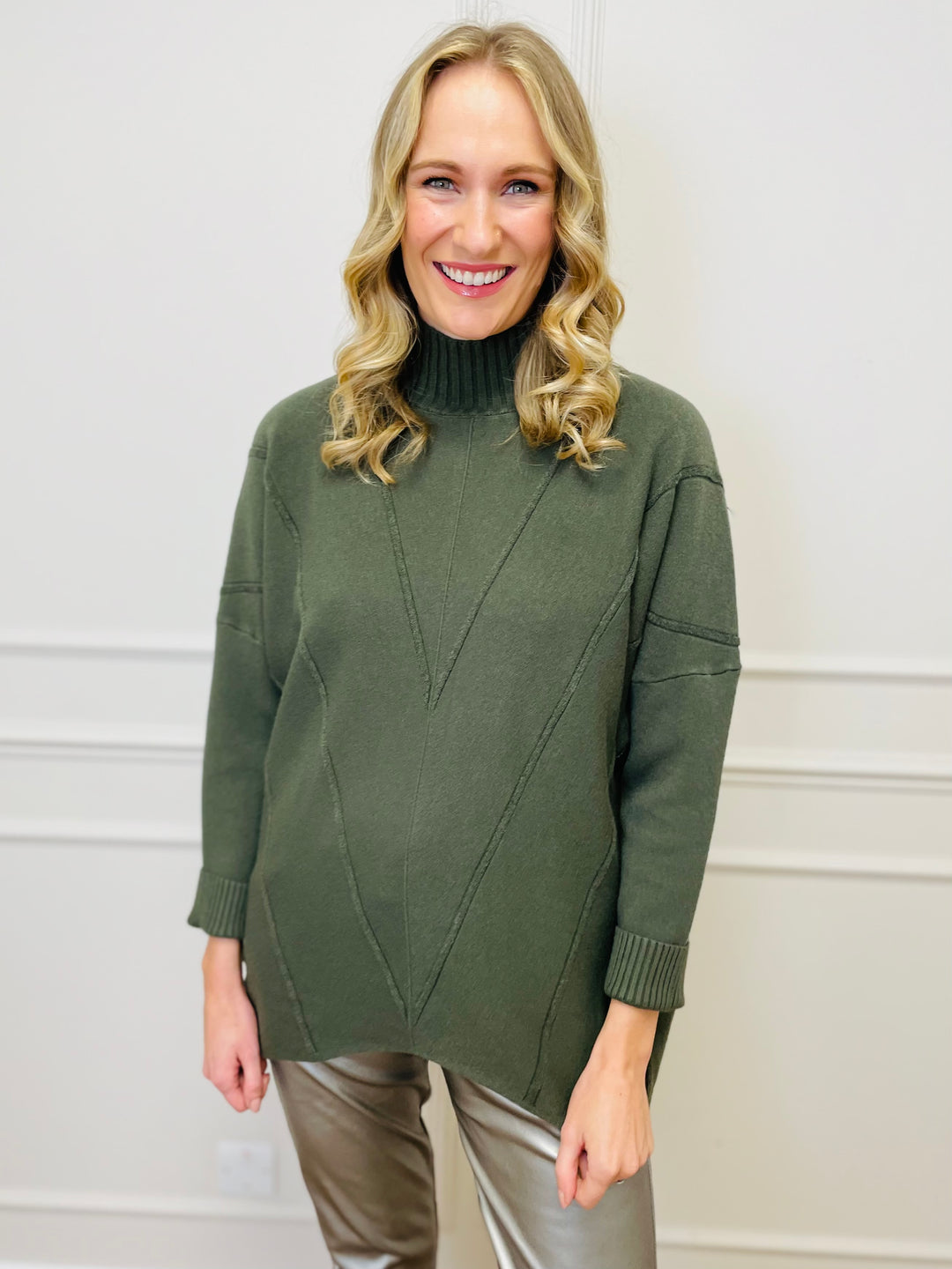 "BLAKE" Polo Neck Jumper-Green