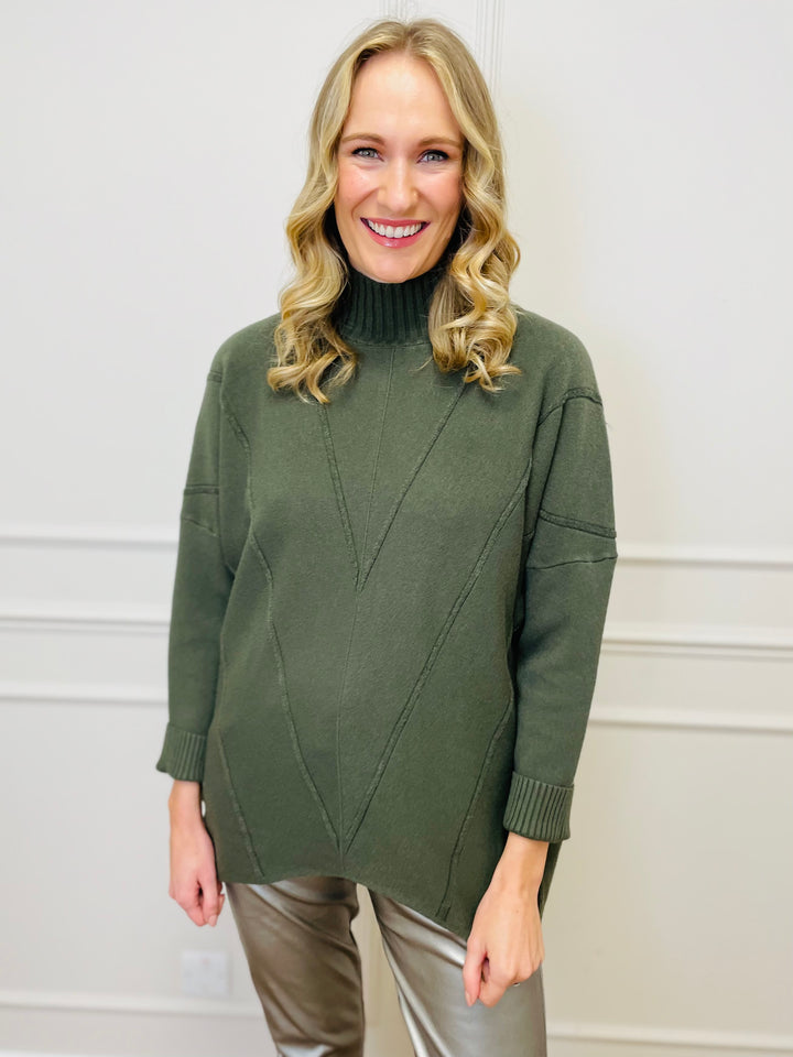 "BLAKE" Polo Neck Jumper-Green