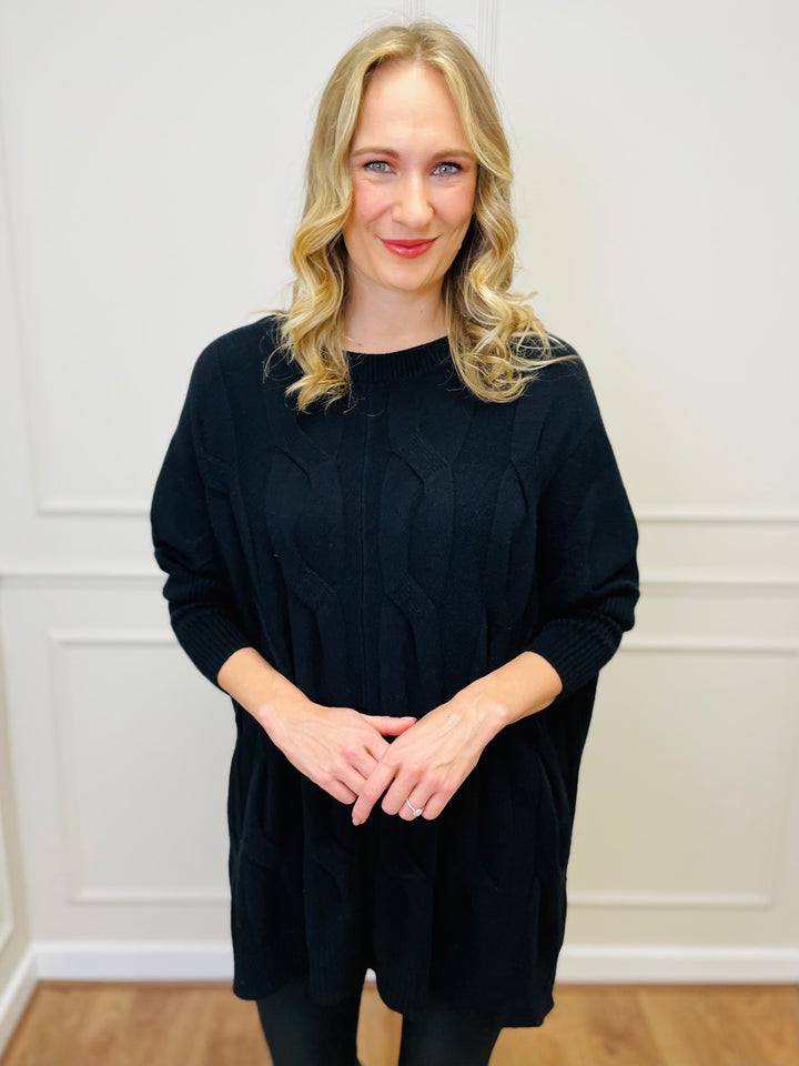 "LYDIA" Cable Knit Jumper-Black