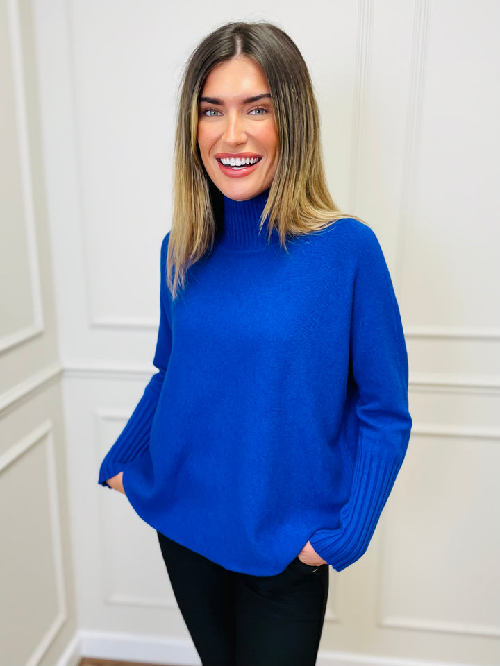 "AMANDA" Roll Neck Jumper-Blue