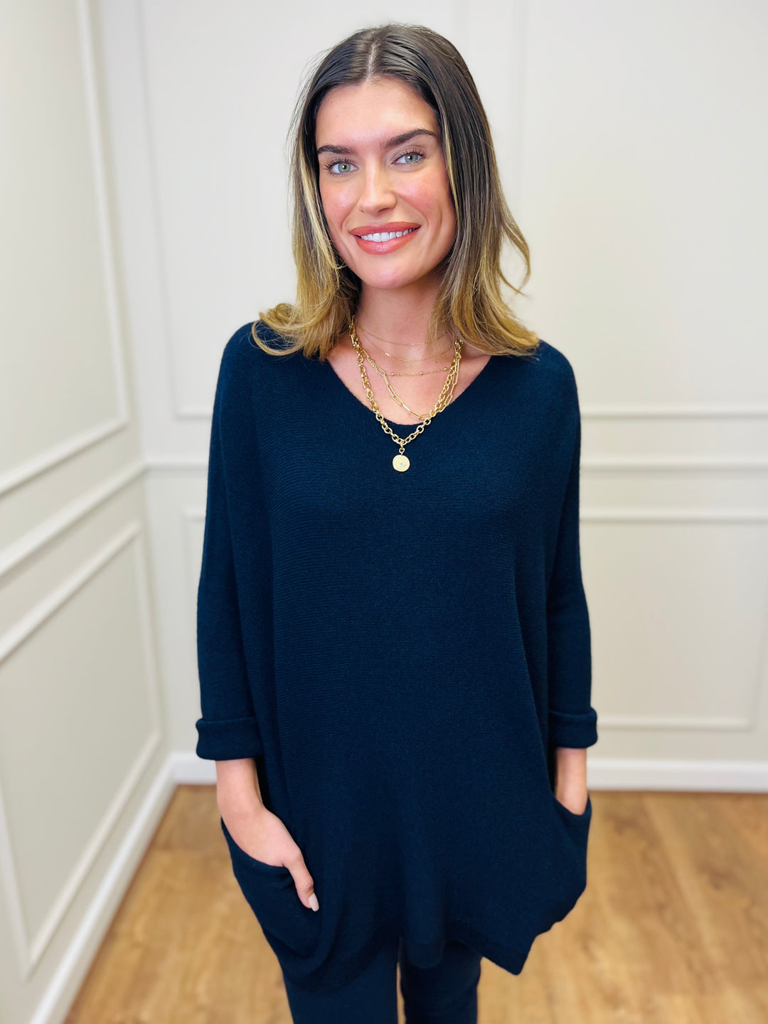 "STELLA" LUXURY Fine Knit Jumper-Navy