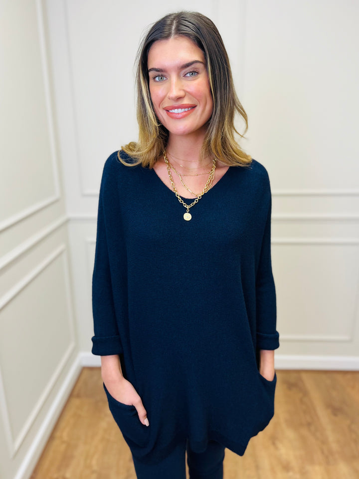 "STELLA" LUXURY Fine Knit Jumper-Navy