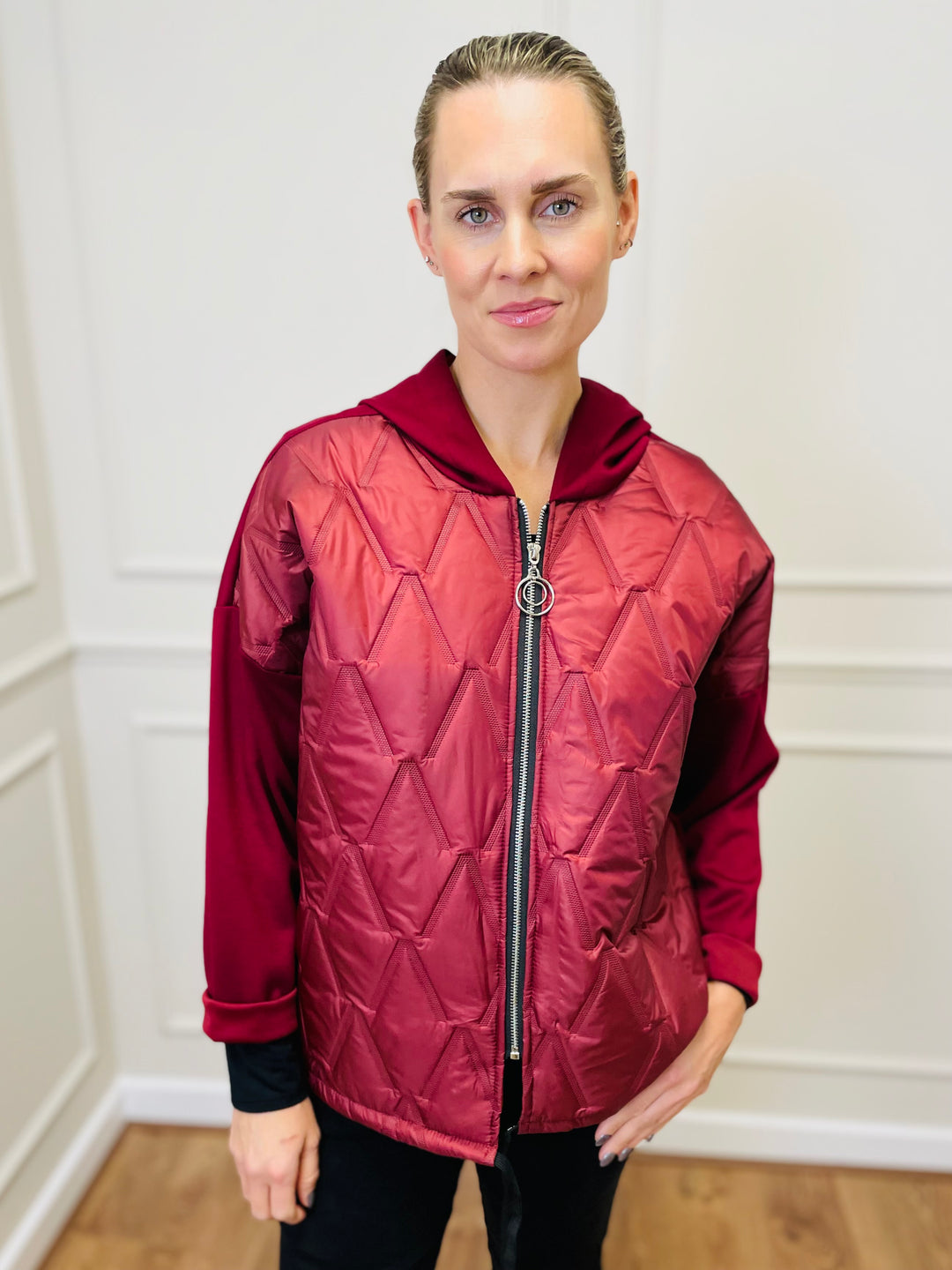 "BONNIE" Quilted Jacket-Burgundy