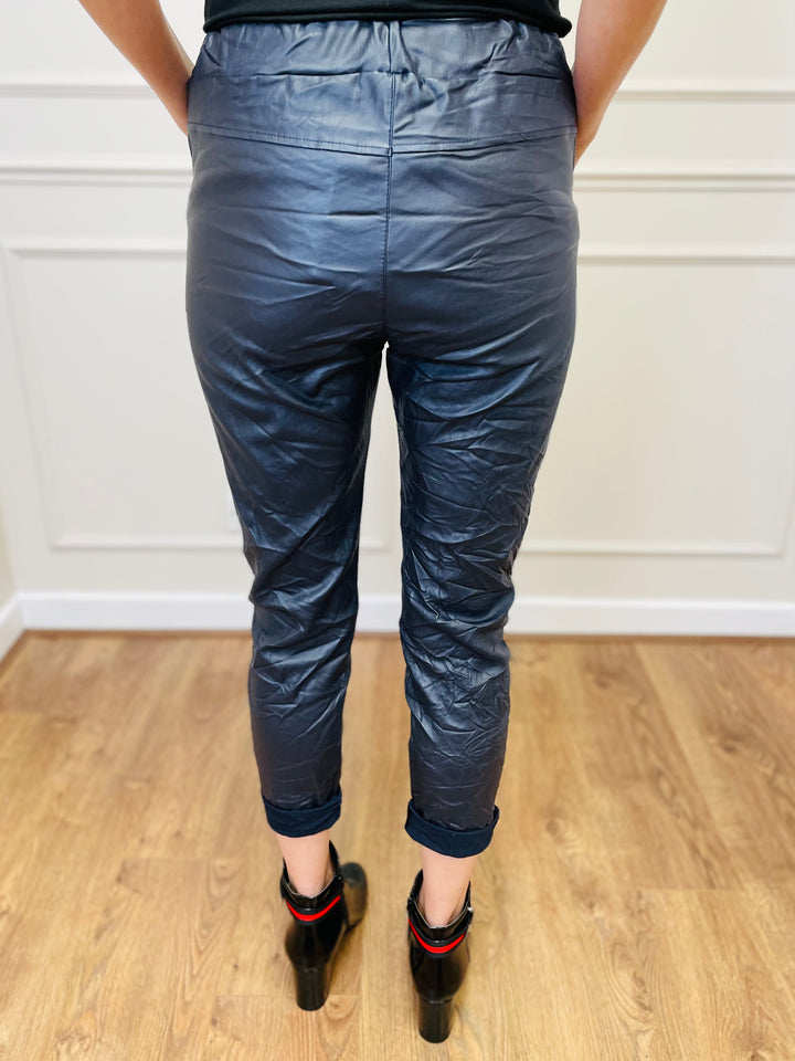 "CARMELA" Pleather Trouser-Navy