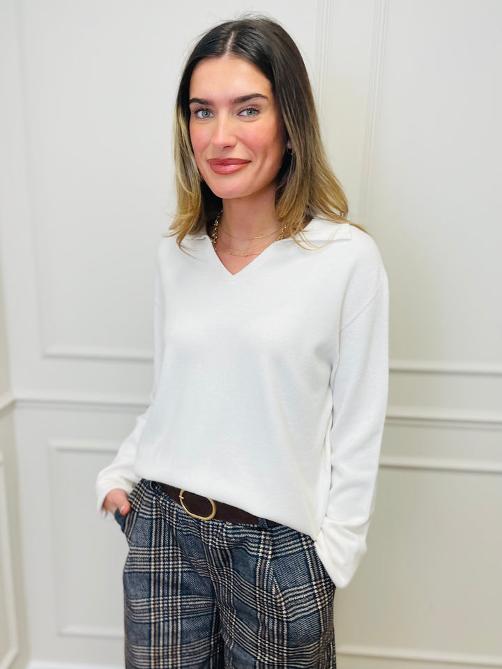 "NIKO" LUXURY Fine Knit Jumper-Cream