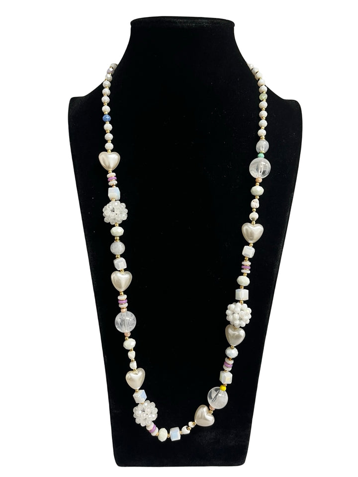 White Long Statement Necklace