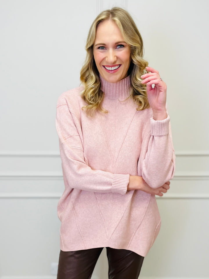 "BLAKE" Polo Neck Jumper-Pink