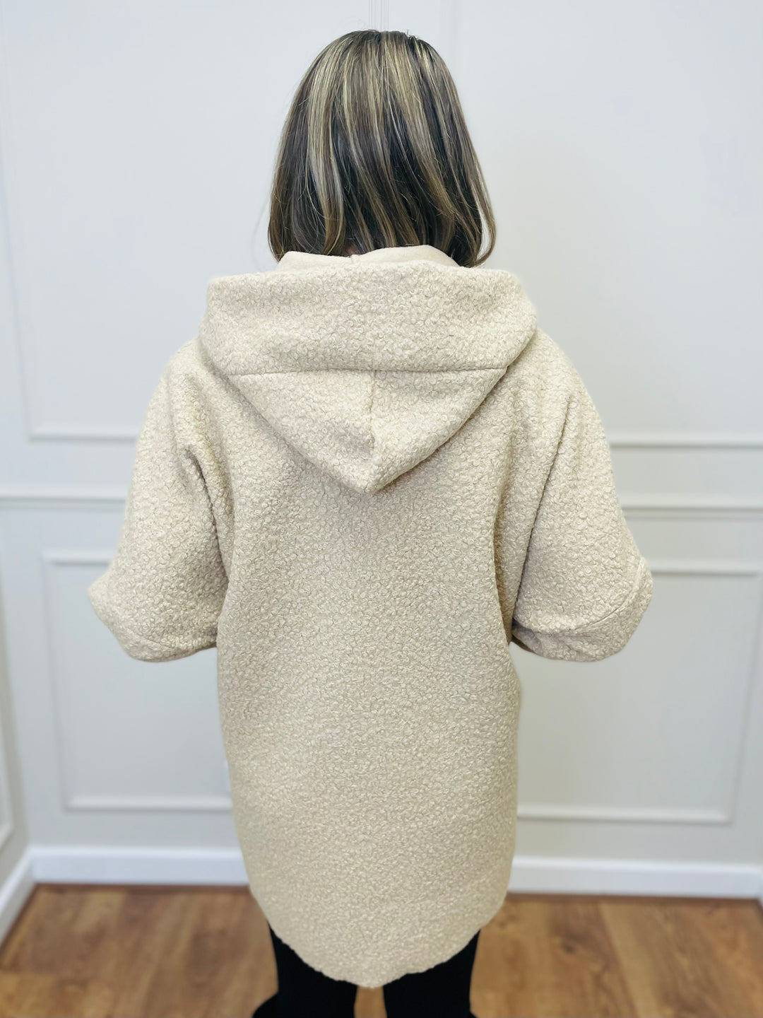 "ARLENE" Hooded Zip Coat-Cream