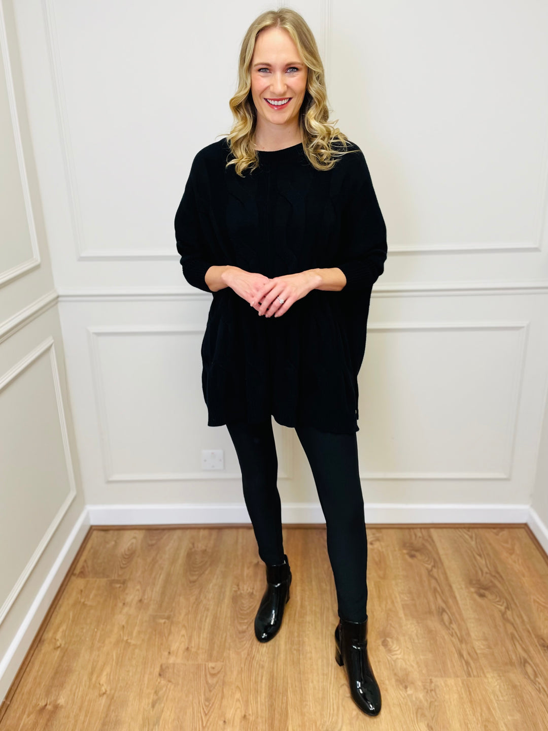 "LYDIA" Cable Knit Jumper-Black