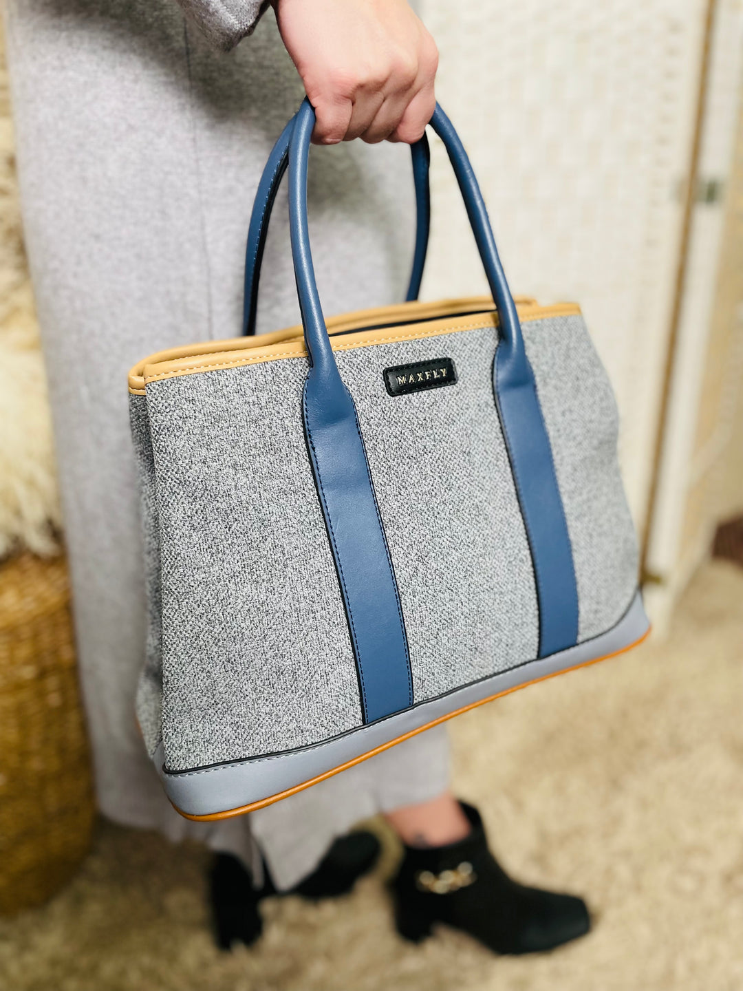 No.50 Two Tone Handbag-Silver & Blue