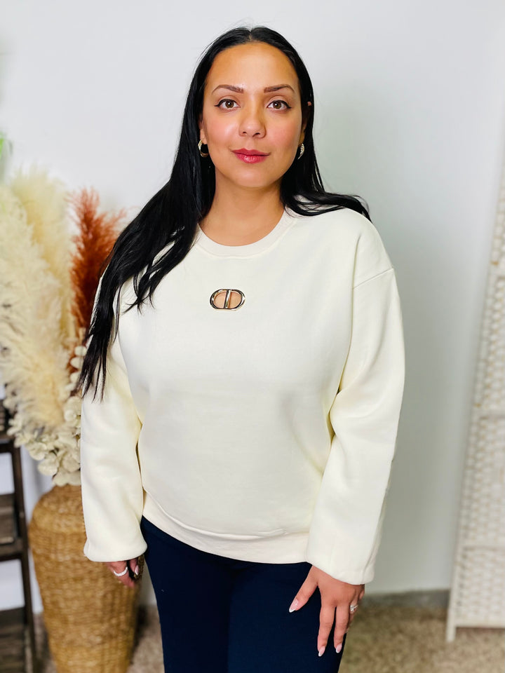 "DANY" Boxy Sweat Top-Cream