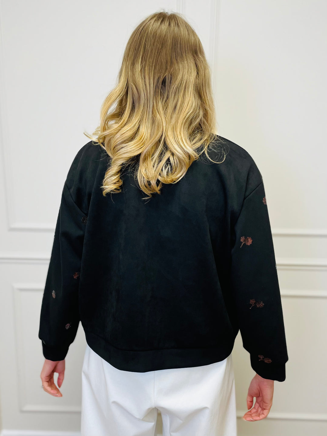 "ELISA" Embroidered Jacket-Black