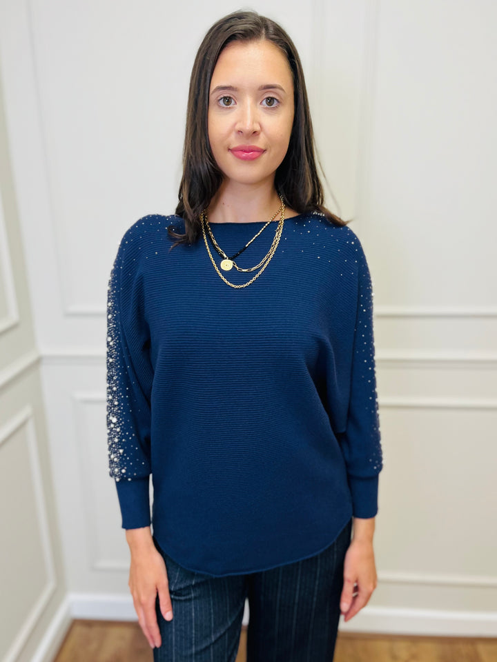 "MAYA" Pearl Jumper-Navy