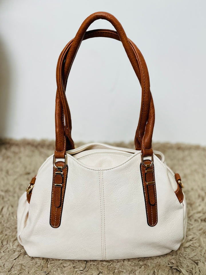 No.27 Pouch Handbag-Cream & Tan