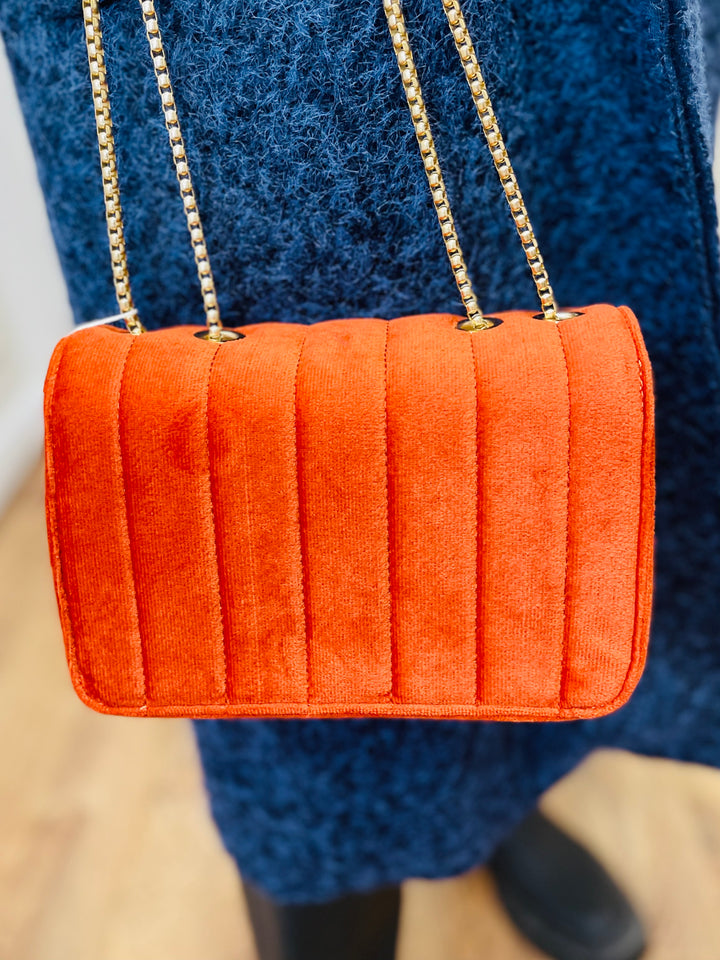No.80 Quilted Velvet Bag-Orange