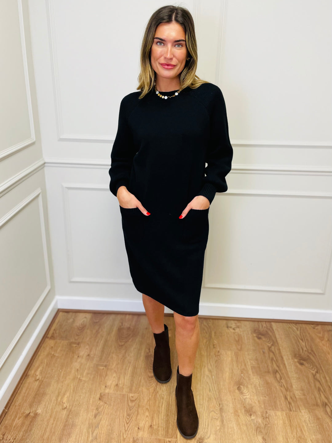 "TAYLOR" Pocket Knit Midi Dress