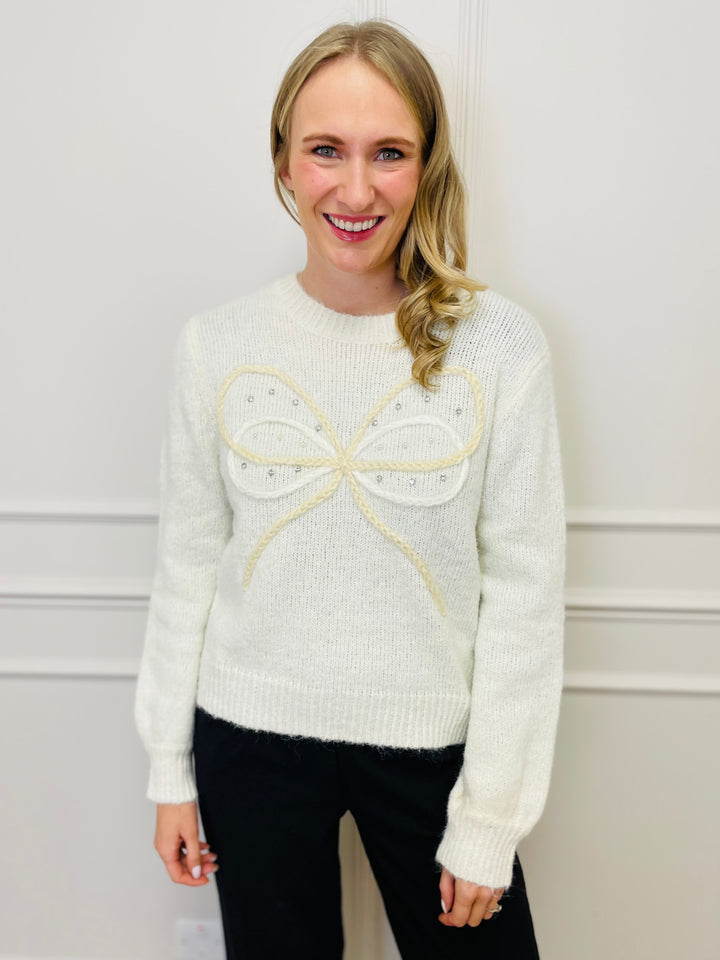 "HARLEY" Bow Jumper-Cream