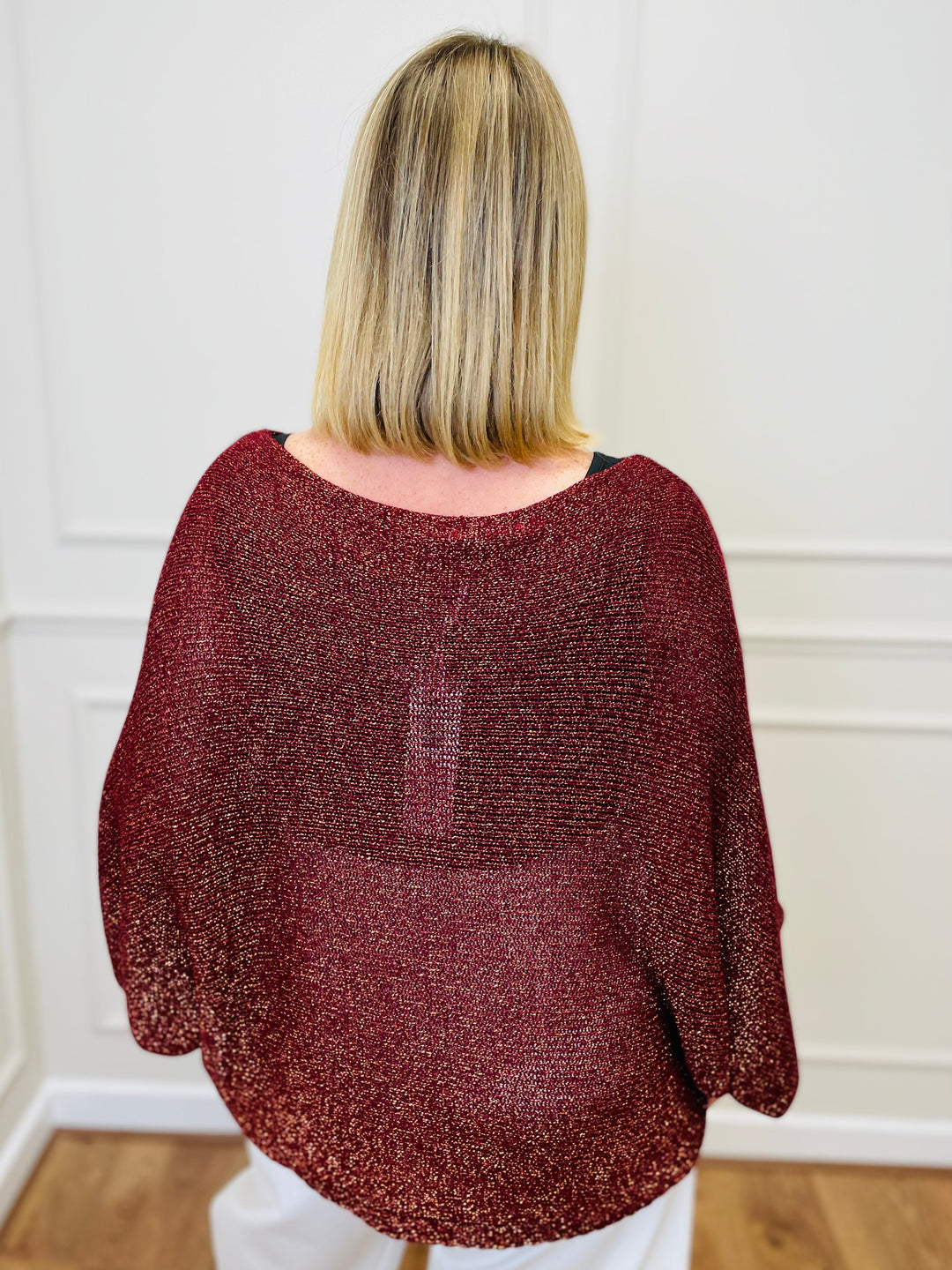 "VIVIAN" Crossover Fine Knit-Burgundy