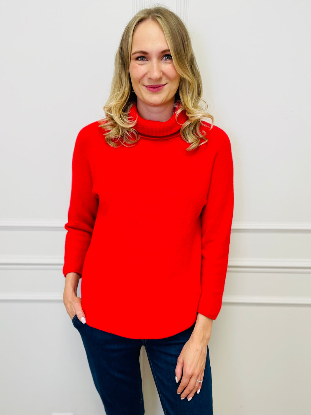 "MANDY" Roll Neck Jumper-Red