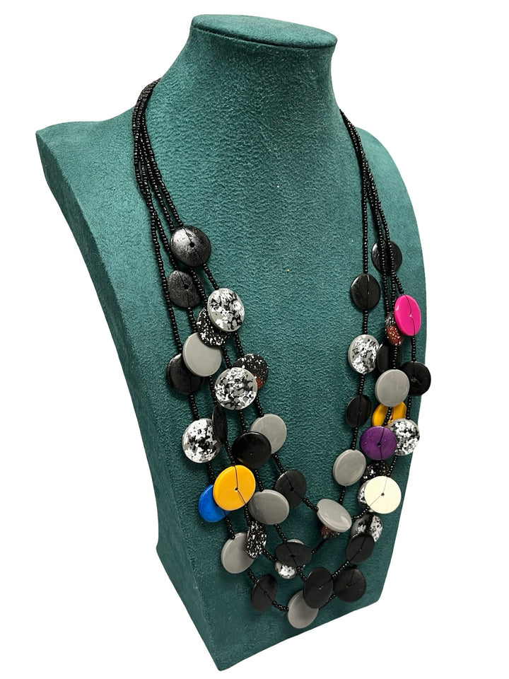 Short Statement Necklace-Black & Multicolour