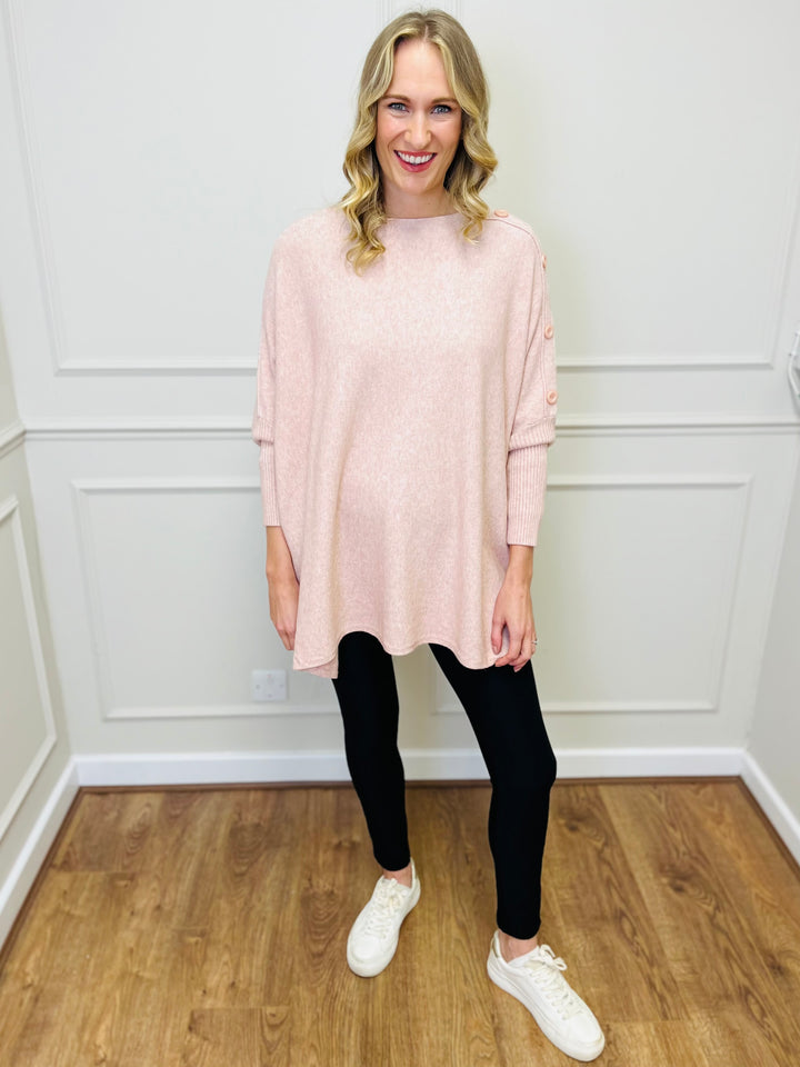 "BETTY" Button Jumper-Pink