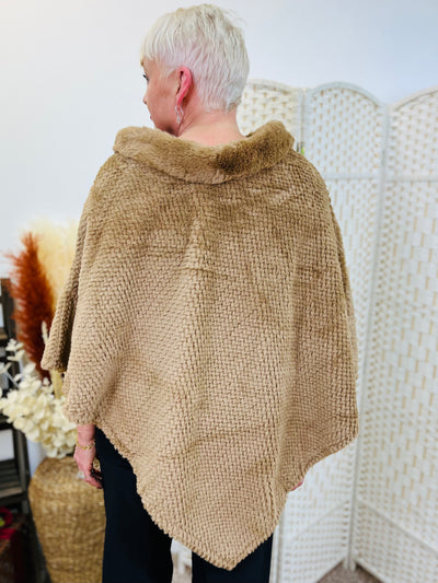 "ROSEY" Textured Poncho-Sand