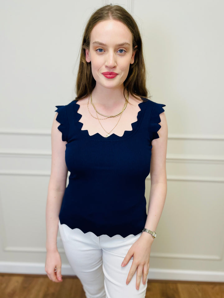 "CARLY" Vest Blouse-Navy