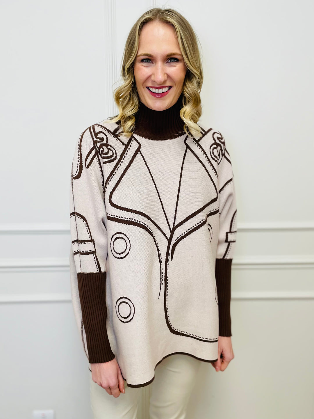 "JOY" Reversible Jumper-Brown & Cream