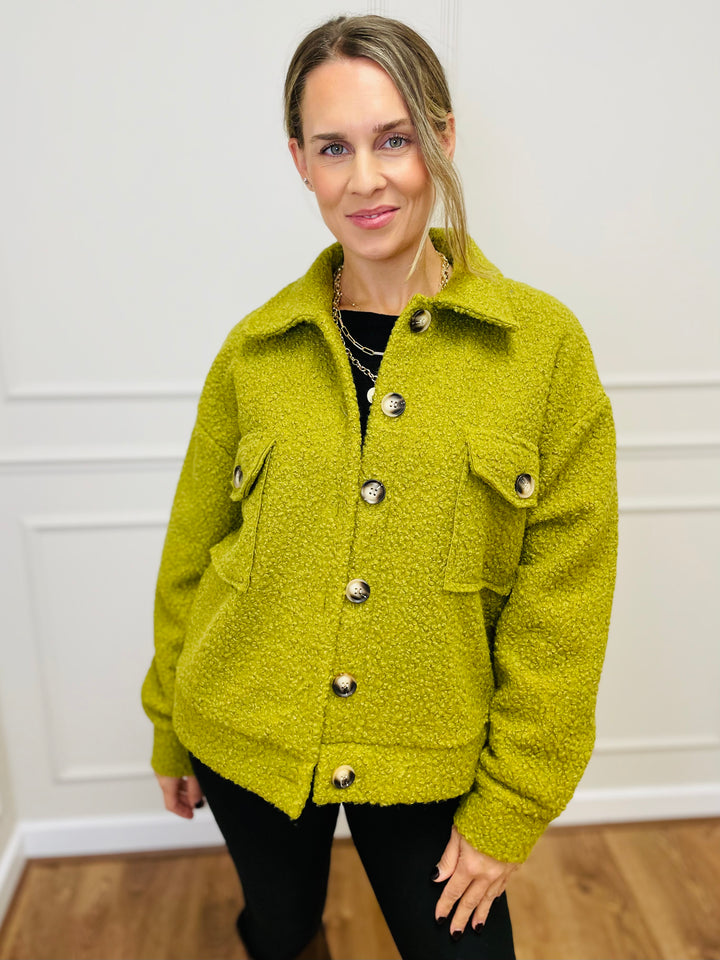 "MARIA" Boucle Jacket-Lime