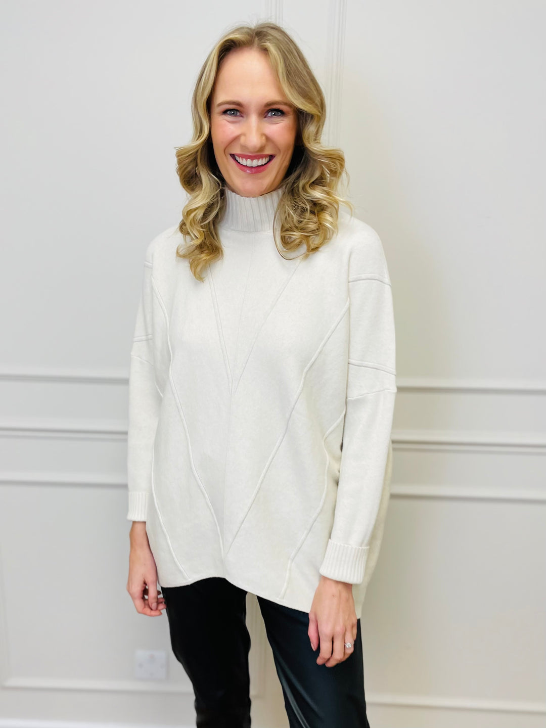 "BLAKE" Polo Neck Jumper-Cream