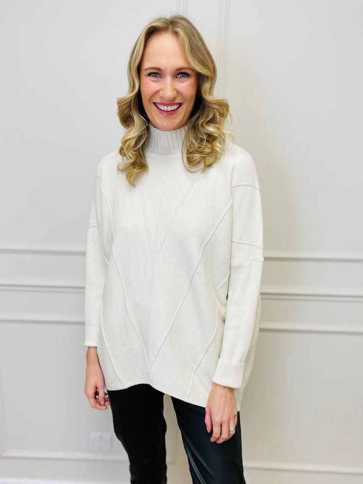 "BLAKE" Polo Neck Jumper-Cream