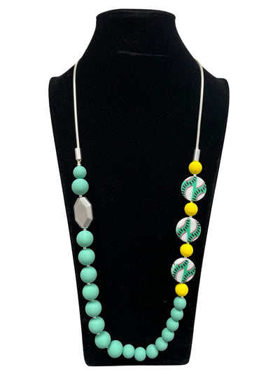 Mint Green & Silver Long Statement Necklace