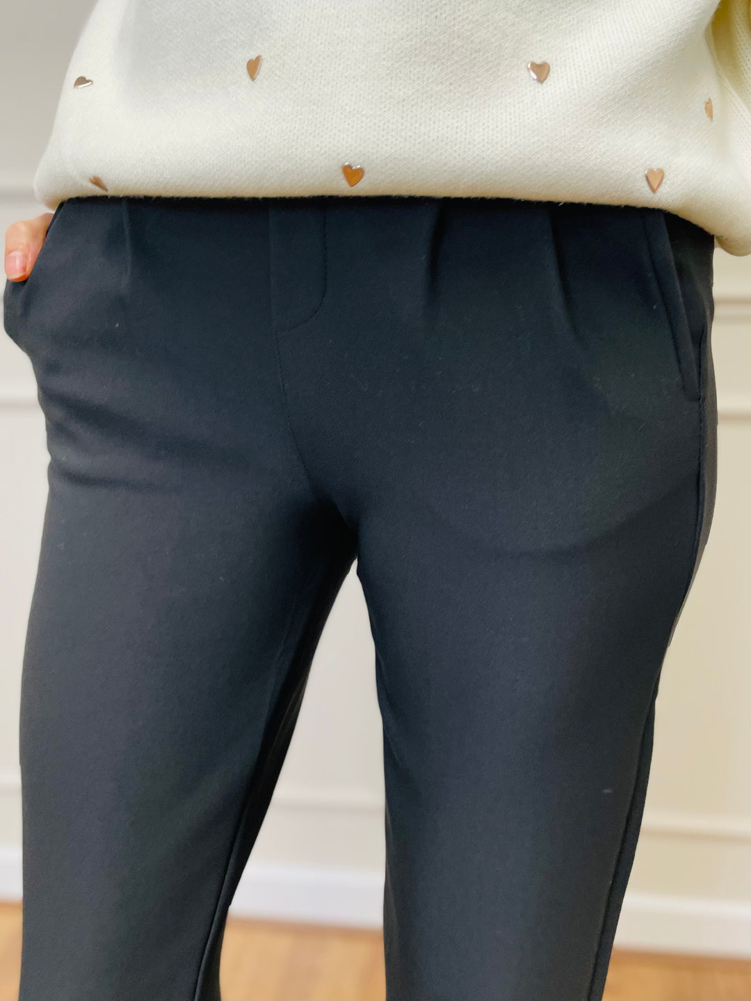 "PARIS" Bootcut Trousers-Black