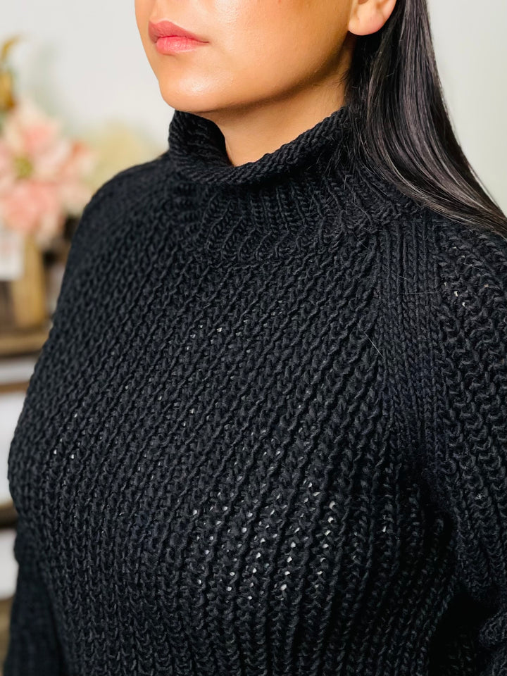 "ANGELA" Polo Neck Jumper-Black