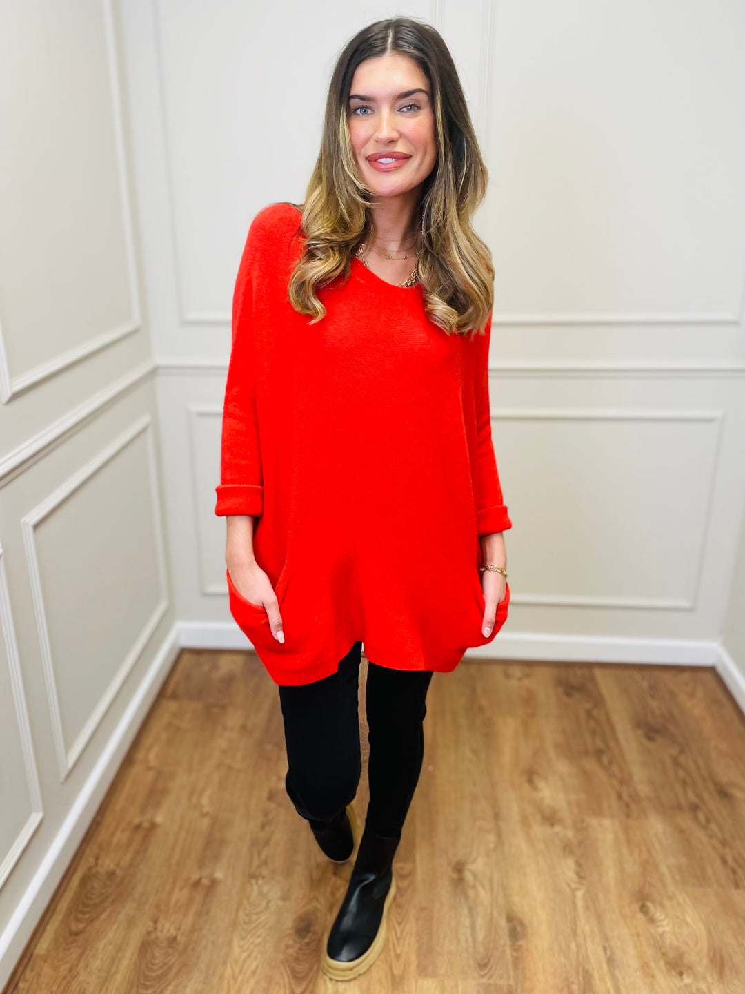 "STELLA" LUXURY Fine Knit Jumper-Red