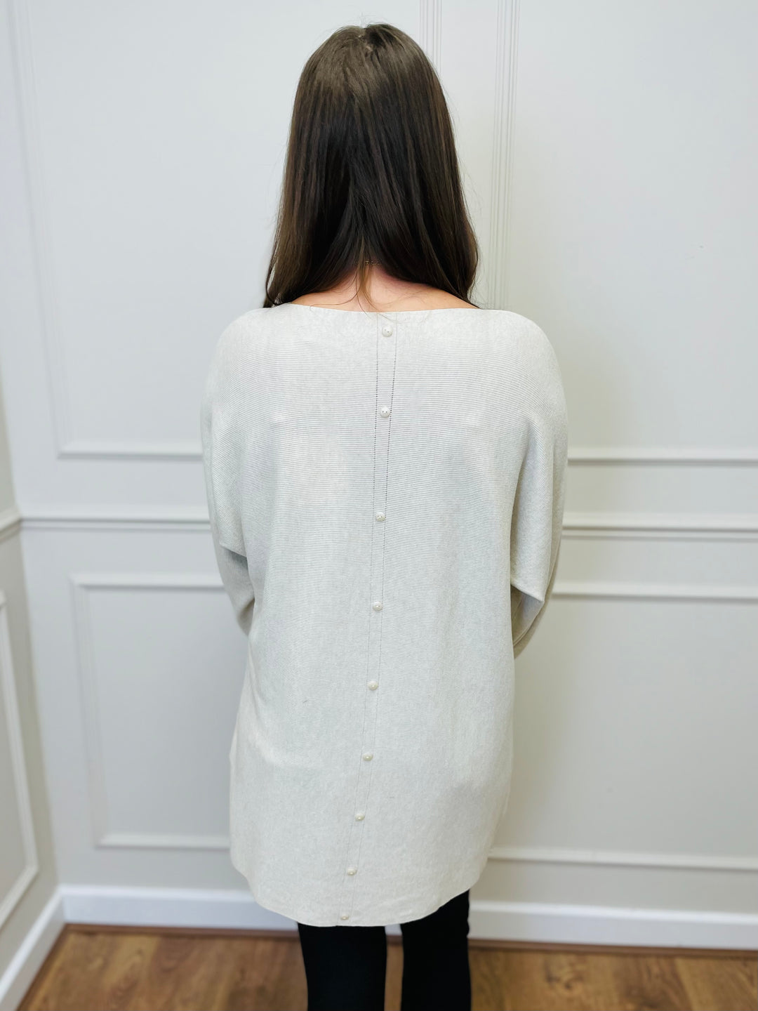 "EVELYN" Button Back Dress-Cream