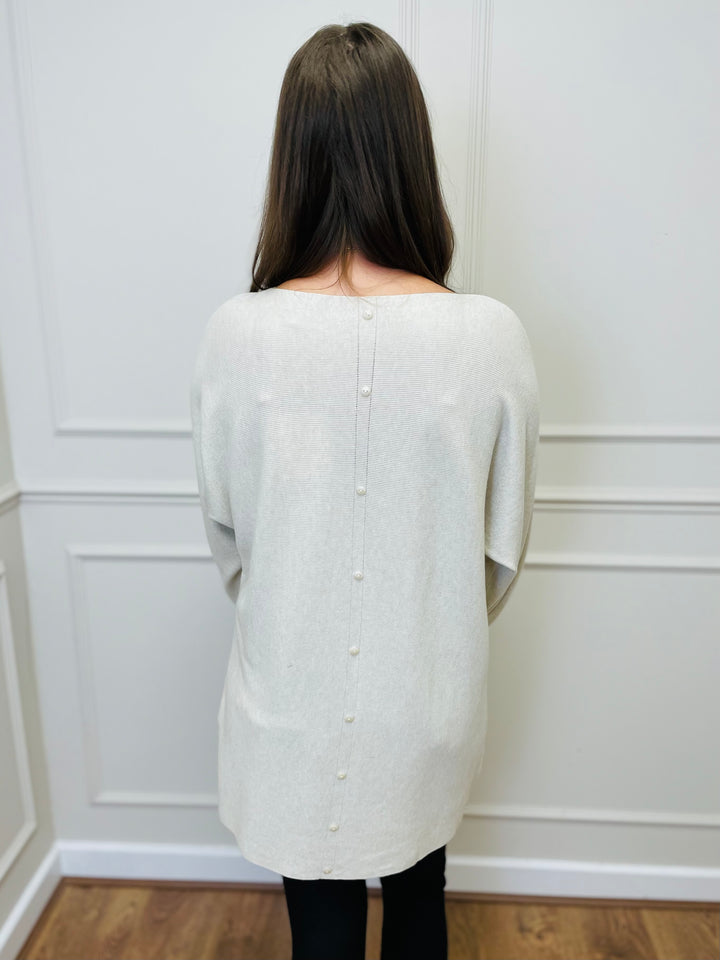 "EVELYN" Button Back Dress-Cream