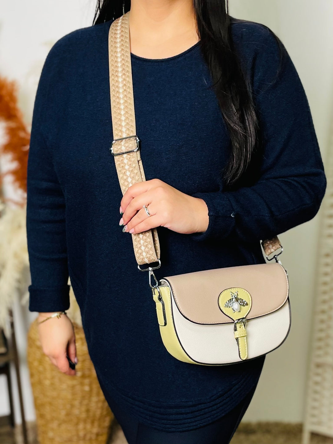 No.42 Designer Inspired Handbag-Cream & Green