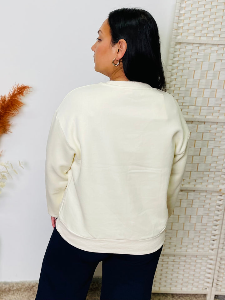 "DANY" Boxy Sweat Top-Cream